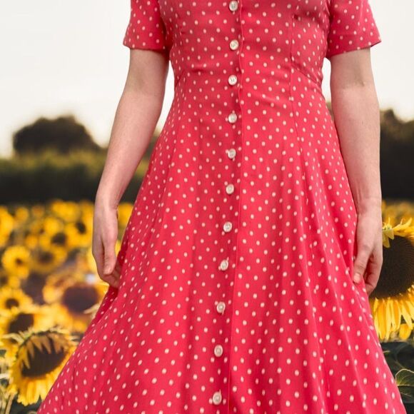 RARE Vintage J. Peterman Company '40s Style Silk Polka-Dot Dress - Picture 13 of 16